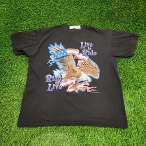 Vintage Biker Shirt Womens XL 22x25 Black Y2K